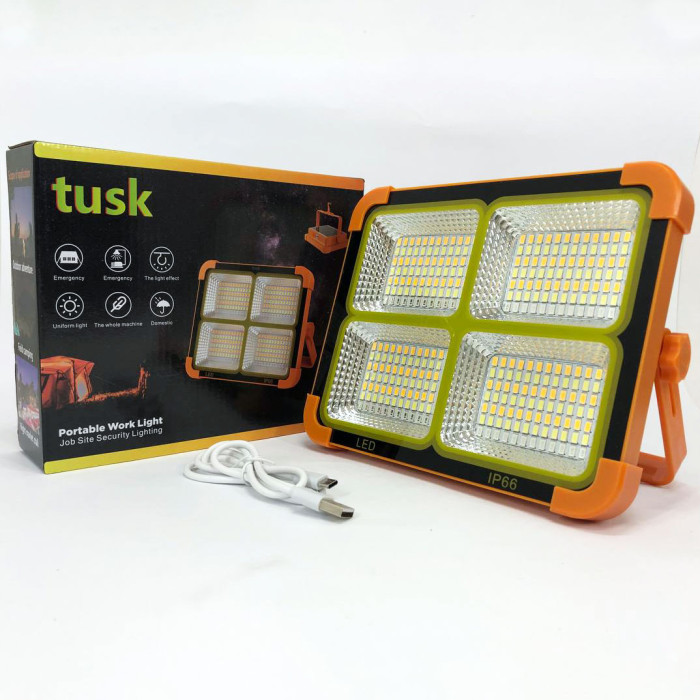 Потужний ліхтар - прожектор із сонячною панеллю та функцією Power bank Solar LED light 12000 mAH