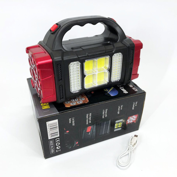 Ліхтар кемпінговий з сонячною панеллю та повербанком HB-1678-2х8LED-6COB, ліхтар кемпінговий світлодіодний