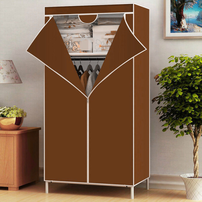 Шафа складна тканинна STORAGE WARDROBE KM-105 на 2 секції | Шафа розбірна з тканини | органайзер для одягу (106х45х170). Колір: коричневий