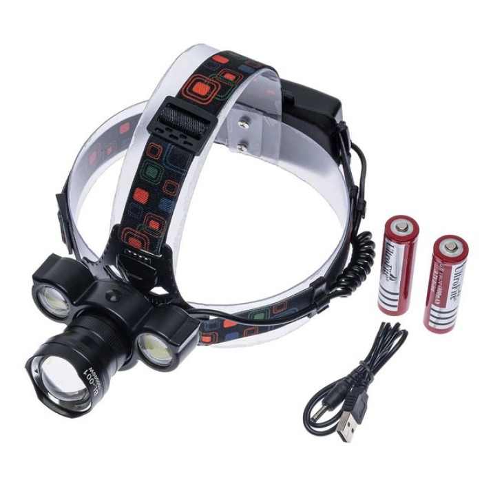 Налобний акумуляторний ліхтар HeadLight BL-001 діод T6+Cob, Налобний ліхтарик з USB зарядкою, з лінзою