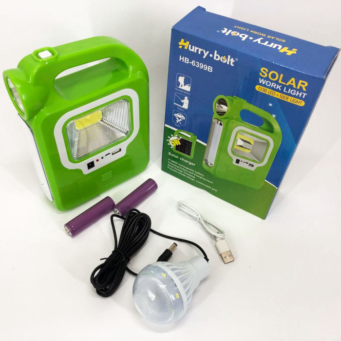 Ліхтар кемпінг переносний 6399А - LED+COB, power bank, 2x18650, сонячна батарея. Колір: зелений