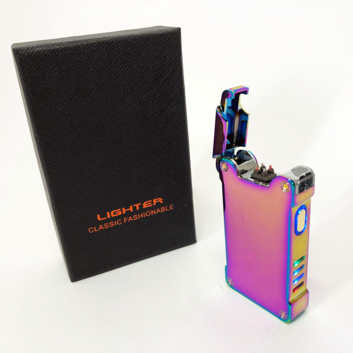 Дугова електроімпульсна запальничка із USB-зарядкою ліхтариком LIGHTER HL-437. Колір: хамелеон