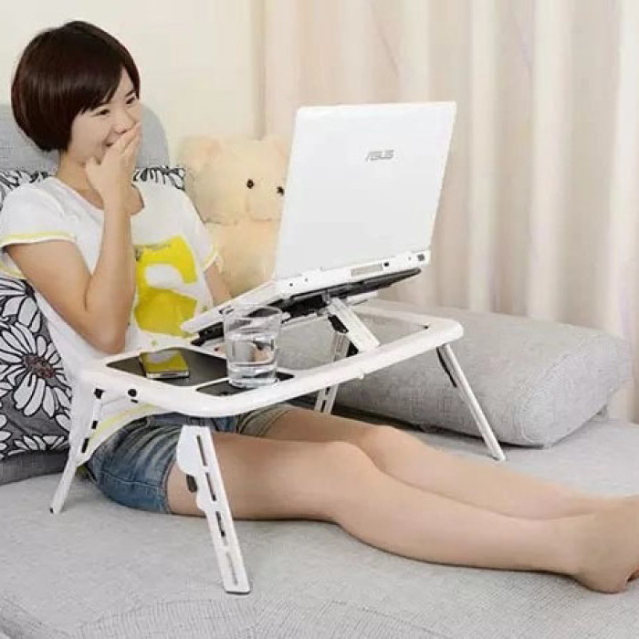 Складаний столик для ноутбука LD-09 E-Table, столик з охолодженням 2 USB кулера, Стіл підставка з вентиляцією