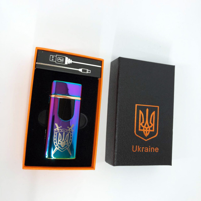 Електрична та газова запальничка Україна з USB-зарядкою HL-432, Юсб запальничка. Колір: хамелеон