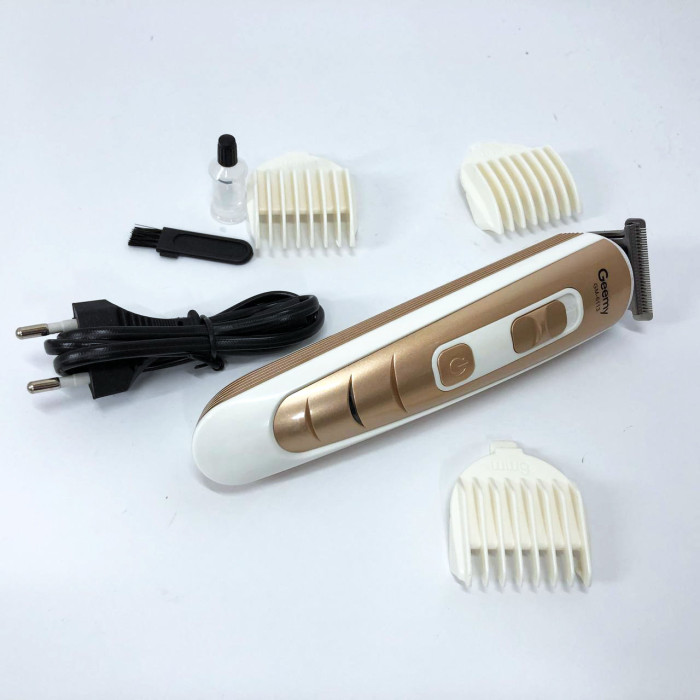 Машинка для стрижки волосся Gemei GM-6113 акумуляторна, чоловіча машинка для гоління. Колір: золотий