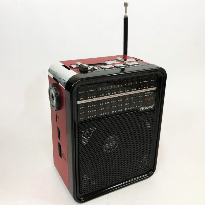 Радіоприймач GOLON RX-9100 USB+SD Радіо з ліхтарем, Ретро радіо, FM передавач. Колір: червоний