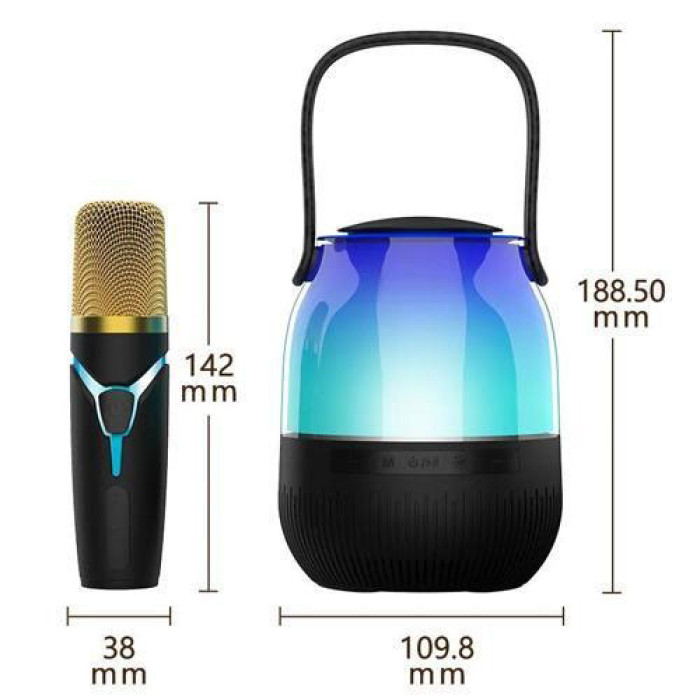 Портативна колонка XM-A68 з RGB підсвічуванням та мікрофоном, Bluetooth мікрофон для караоке