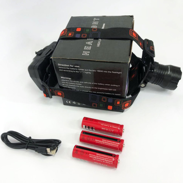 Ліхтар налобний X-Balong XQ-218-HP50 акумуляторний LED zoom з функцією Power Bank 3 режими роботи