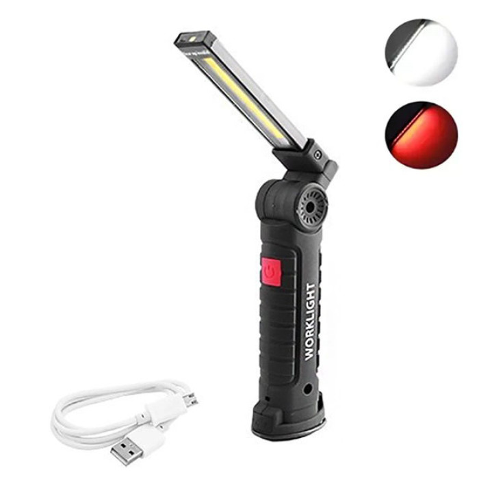 Світлодіодний ліхтар кемпінг W52 SMD + COB, червоний + білий, магніт, гачок, кемпінговий складний ліхтар