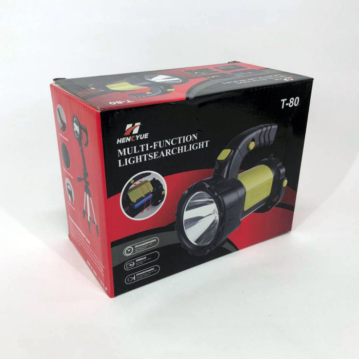 Ручний акумуляторний ліхтар T80C-5W+COB (white/red) із функцією Power Bank. Колір зелений