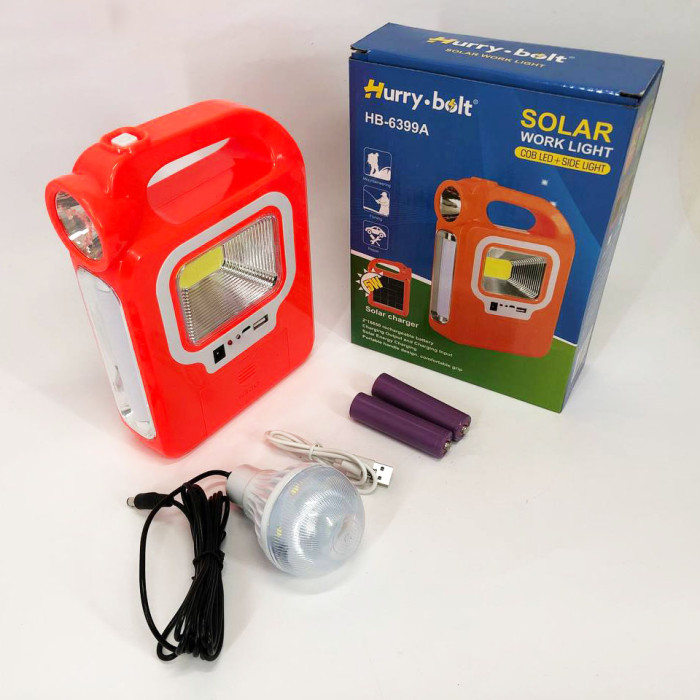 Ліхтар кемпінг переносний 6399А - LED+COB, power bank, 2x18650, сонячна батарея. Колір: помаранчевий