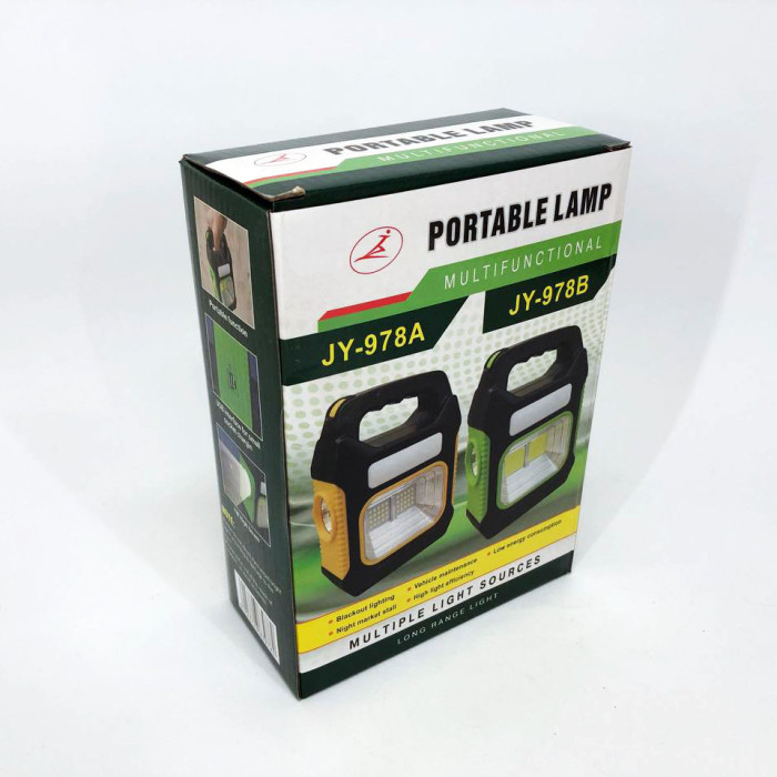 Портативний ліхтар лампа JY-978B акумуляторний із сонячною панеллю + Power Bank. Колір: зелений