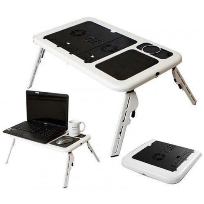 Складаний столик для ноутбука LD-09 E-Table, столик з охолодженням 2 USB кулера, Стіл підставка з вентиляцією