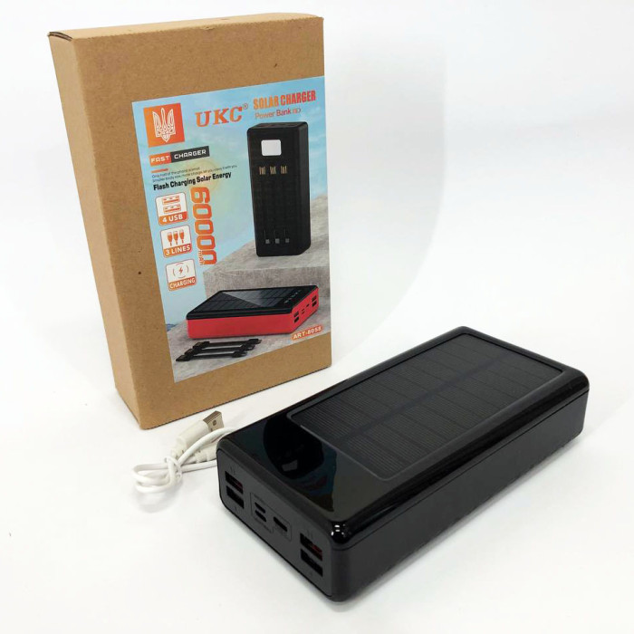 Портативна мобільна зарядка (Павербанк) POWER BANK SOLAR 60000MAH, переносний акумулятор для телефону