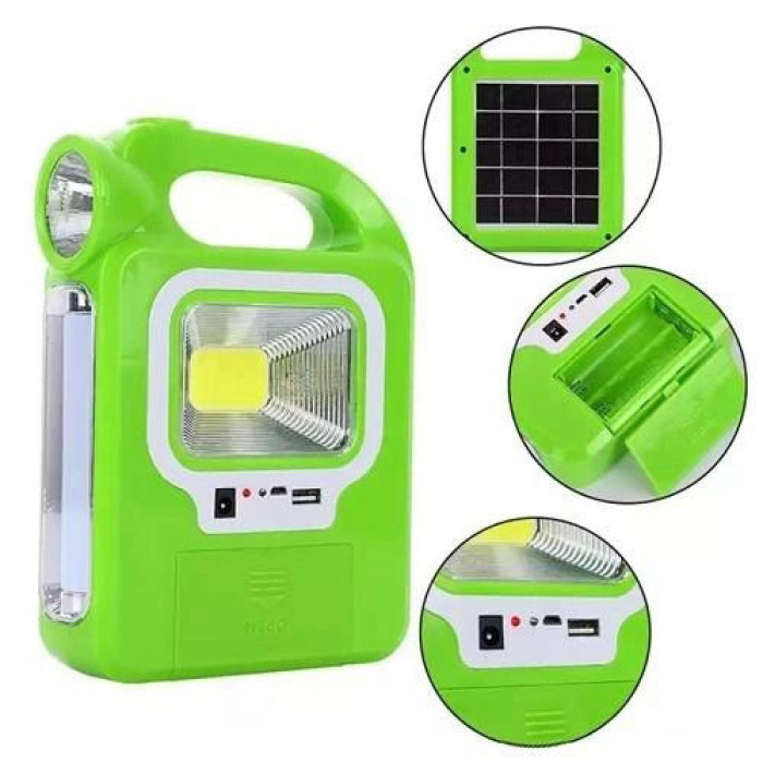 Ліхтар кемпінг переносний 6399А - LED+COB, power bank, 2x18650, сонячна батарея. Колір: зелений