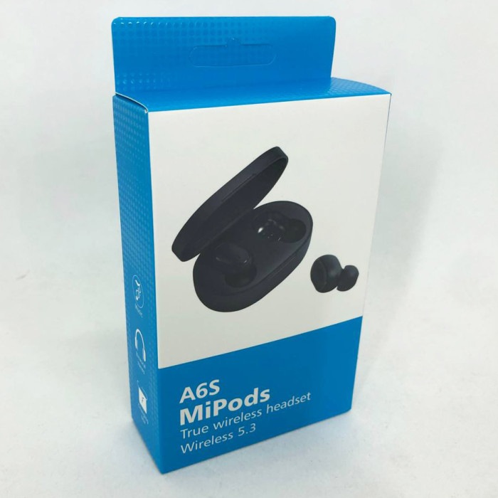 Навушники бездротові блютуз TWS MiPods A6S True, бездротові навушники для смартфона. Колір чорний