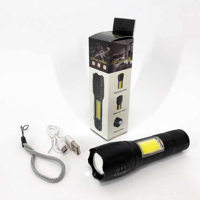 Ліхтарик акумуляторний ручний Bailong BL-29 діод T6 + COB зарядка від USB, ліхтарик led, водонепроникний