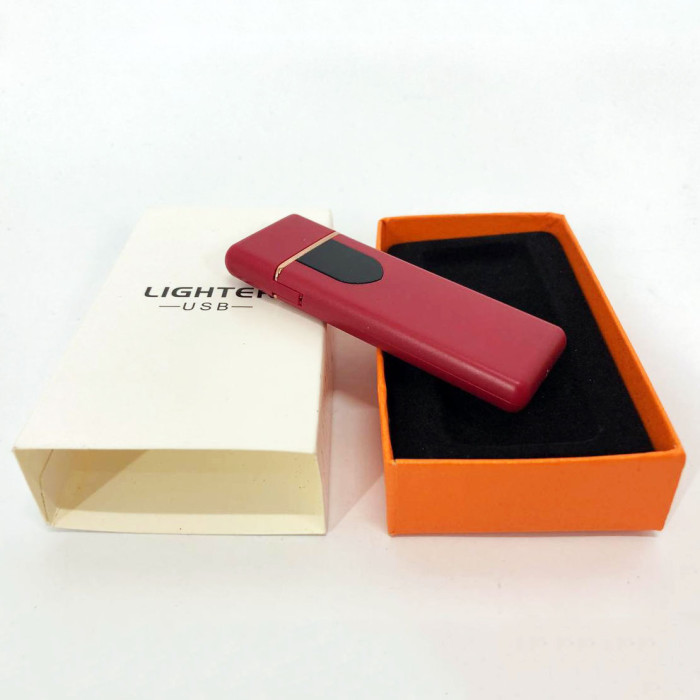 Електрозапальничка USB ZGP ABS, сенсорна електрична запальничка спіральна. Колір: червоний