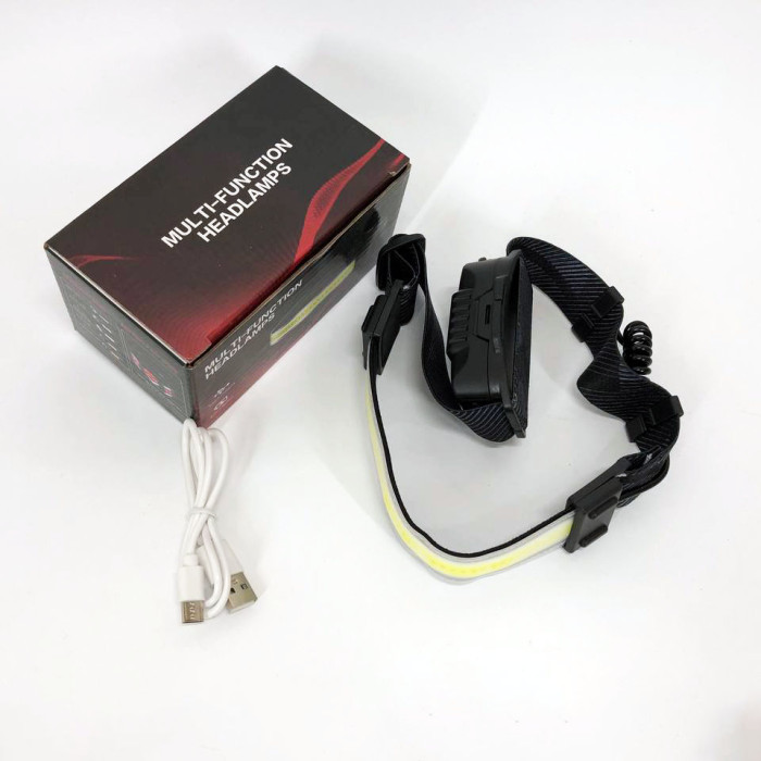 Ліхтарик налобний м'який акумуляторний XQ-T1C USB з червоними задніми вогнями, ліхтар на голову для риболовлі