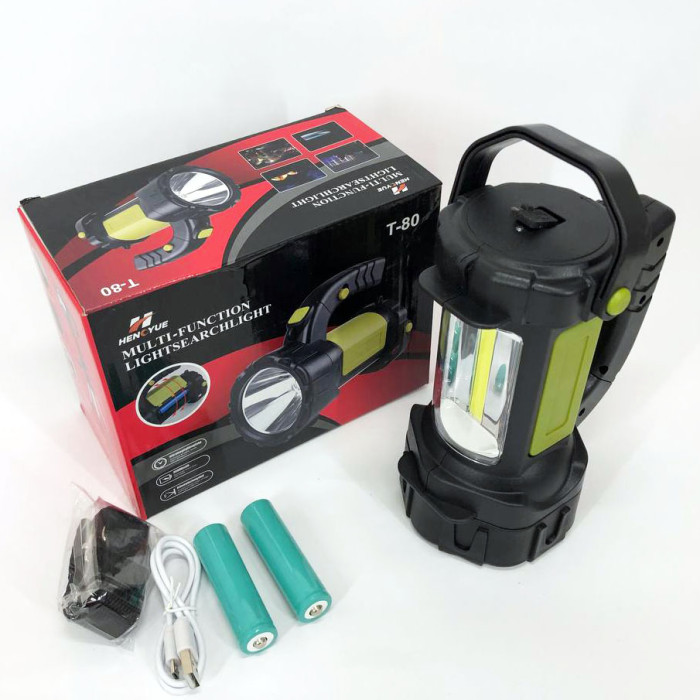 Ручний акумуляторний ліхтар T80C-5W+COB (white/red) із функцією Power Bank. Колір зелений