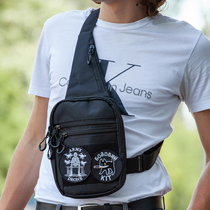 Тактична чоловіча сумка з кобурою Cordura 1000D – 6 кишень, чорна