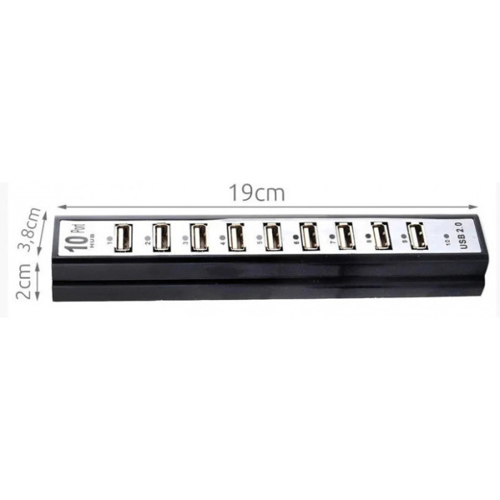 Розгалужувач USB HUB на 10 портів з активною зарядкою 220V, Розгалужувач юсб, Хаб для ноутбука