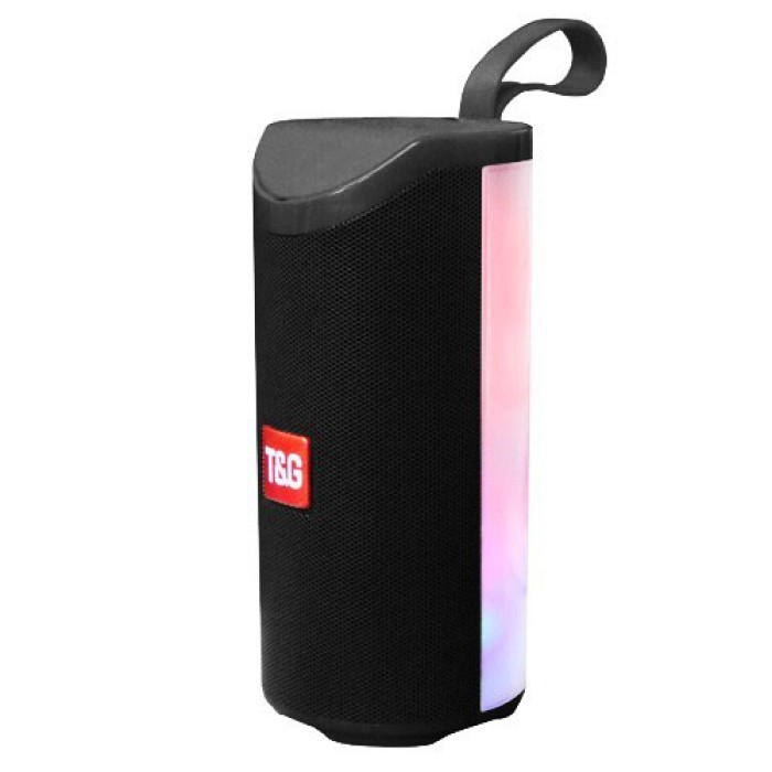 Портативна Bluetooth колонка TG-169 з різнокольоровим підсвічуванням FM-радіо 5Wx2. Колір чорний