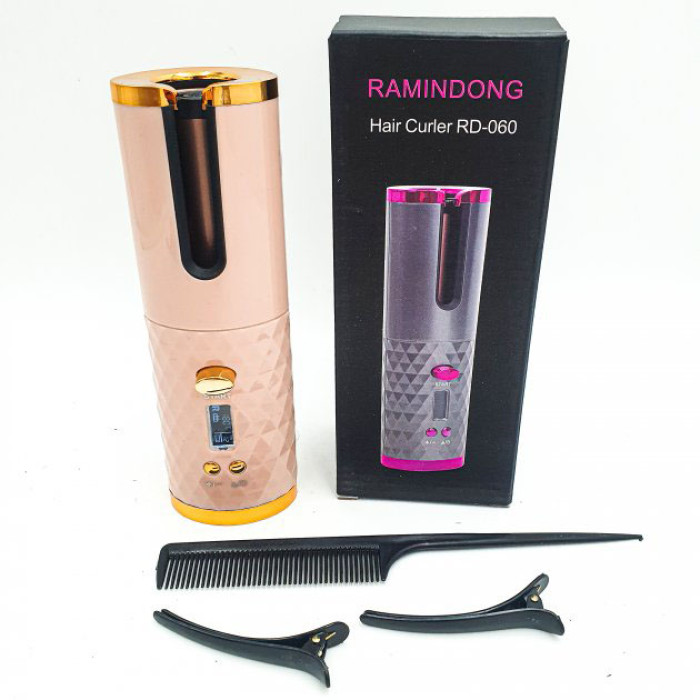 Плойка авто-бігуді для завивки волосся бездротовий Ramindong Hair curler. Колір: рожевий
