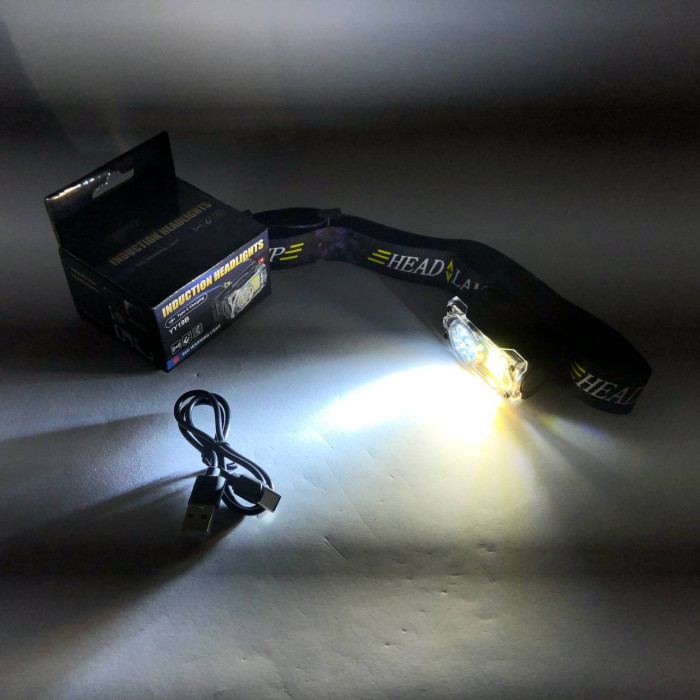 Ліхтар налобний YY-19B-3SMD+2COB(white+yellow+red), Налобний ліхтарик із usb зарядкою