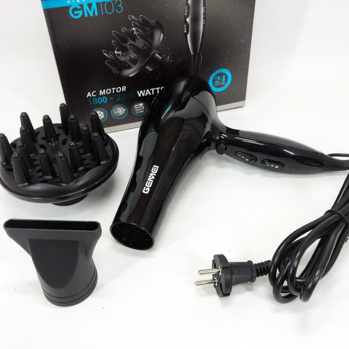 Професійний фен Gemei GM-103 2200Вт для сушіння укладання волосся режими швидкості, температури, сенсор