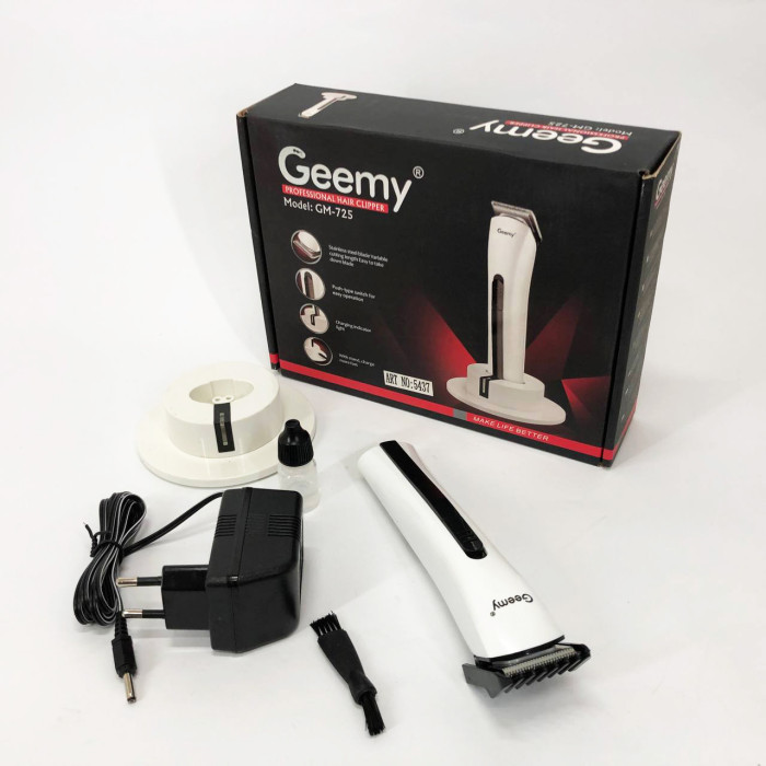 Бездротова машинка для стрижки волосся GEMEI GM-725, Професійна бритва-машинка для стрижки волосся