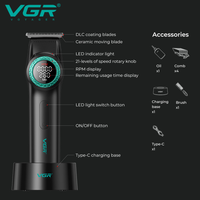 Тример VGR V-977, регулювання потужності 6000 - 8000 RPM
