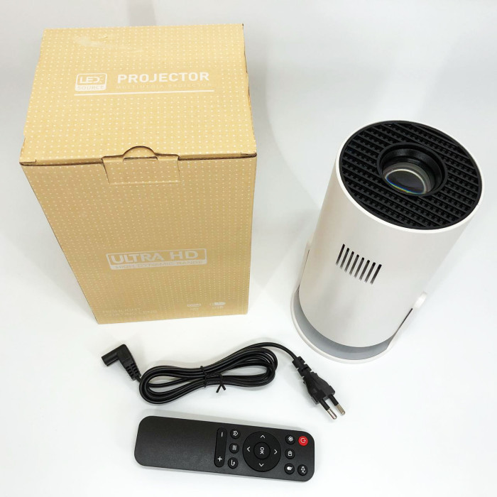 LED Проектор для дому портативний Смарт з WiFi, Bluetooth, Android 11, білий, 1280х720р