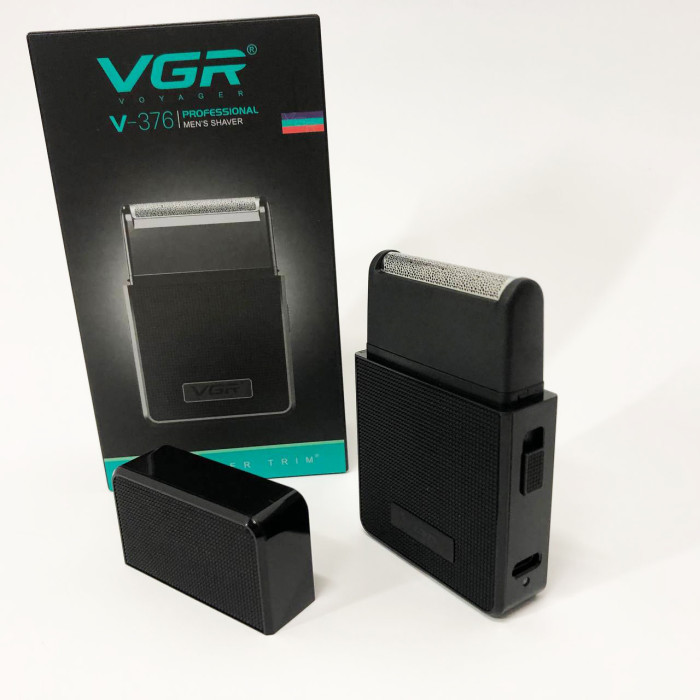 Електробритва VGR V-376 BLACK шейвер, Бюджетна машинка для стрижки бороди, Бездротова електробритва