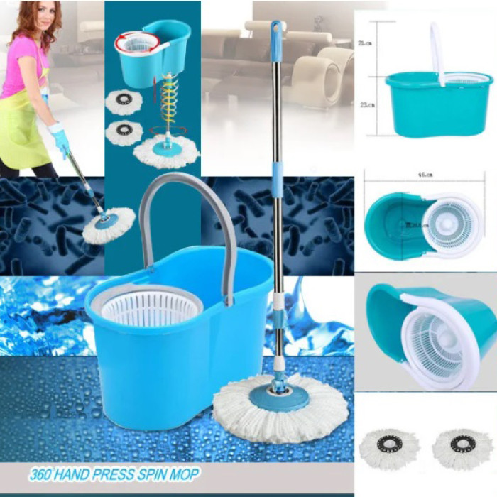 Універсальна швабра з віджимом-центрифугою та відром Easy Mop Кругла Швабра. Колір: синій