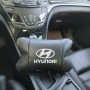 Набір подушок для авто Hyundai 2шт, натуральна шкіра, чорний колір, комфортні підголовники в автомобіль