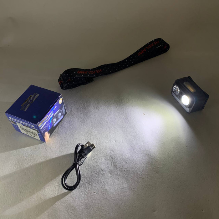 Ліхтар налобний 2069-XPG+XPG+5SMD Motion sensor