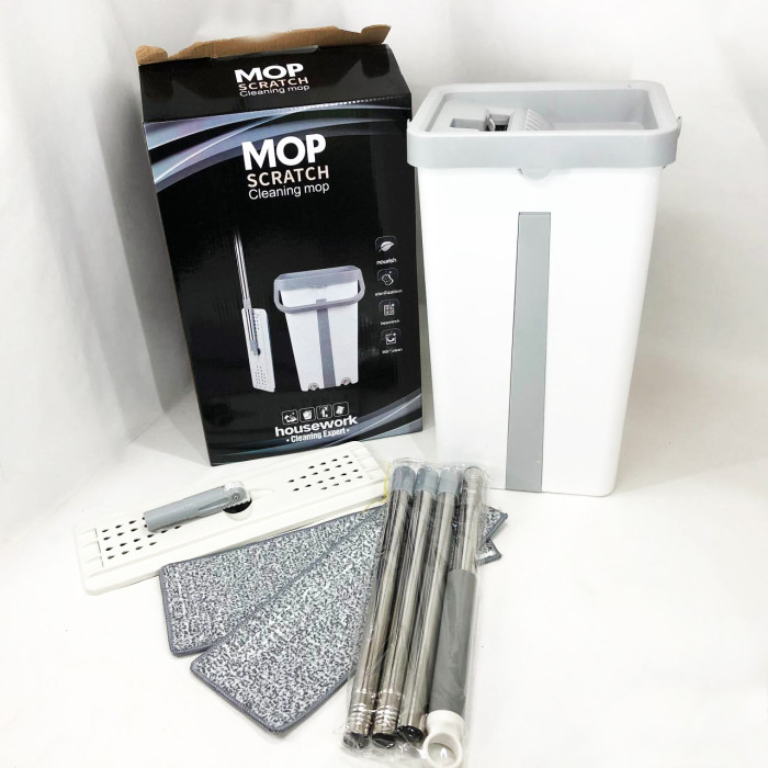 Швабра велика з відром комплект Scratch Cleaning Easy Mop з автоматичним віджиманням та складною ручкою