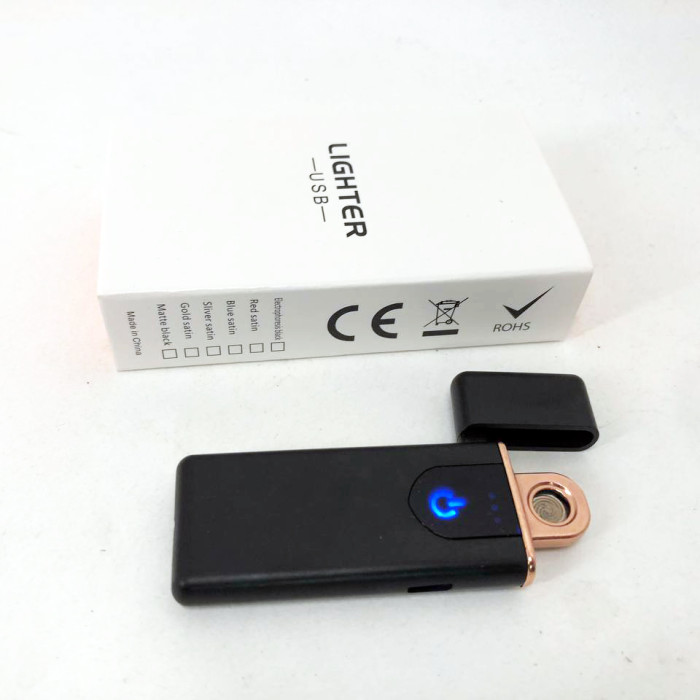 Електрозапальничка USB ZGP ABS, сенсорна електрична запальничка спіральна. Колір чорний