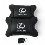 Набір автоподушок Lexus шкіра Італія+ подарунок, Автоподушки Лексус з вишивкою