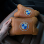 Комплект автоподушок 2шт з натуральної коричневої шкіри для BMW. Ортопедична подушка в авто БМВ