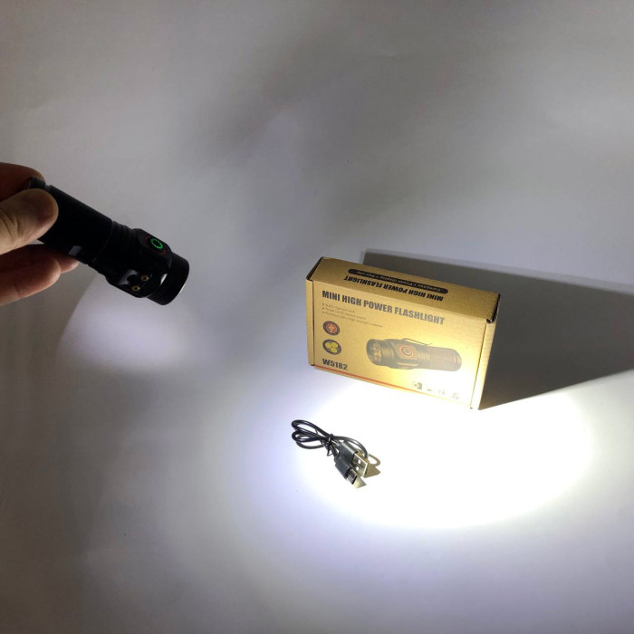Ліхтар PLD W5182-3XHP360, Ручний ліхтарик led, Водонепроникний ліхтар, Кишеньковий ліхтар із usb зарядкою