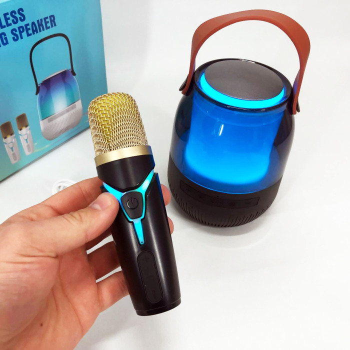 Портативна колонка XM-A68 з RGB підсвічуванням та мікрофоном, Bluetooth мікрофон для караоке