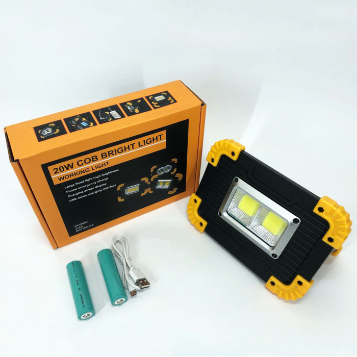Прожектор світлодіодний Ліхтар L812-20W-2COB 1W power bank, світлодіодні переносні прожектори