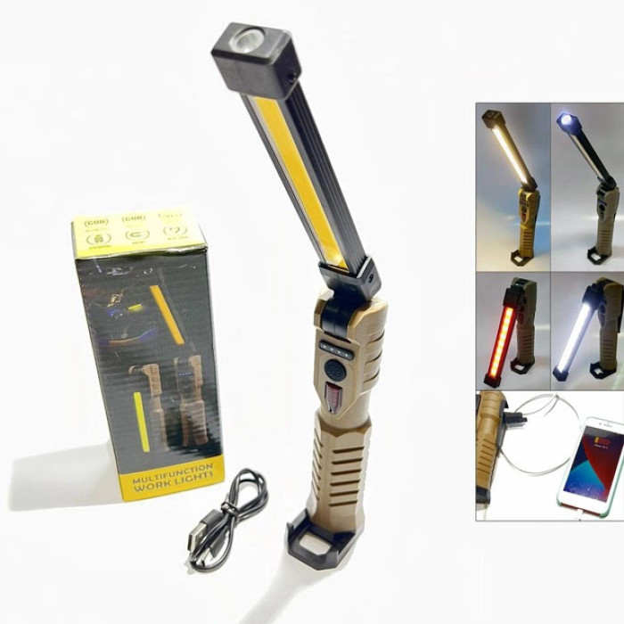 Світлодіодний ліхтар Power Bank кемпінг WL-08 XPE+COB, червоний+білий+жовтий, магніт, гачок