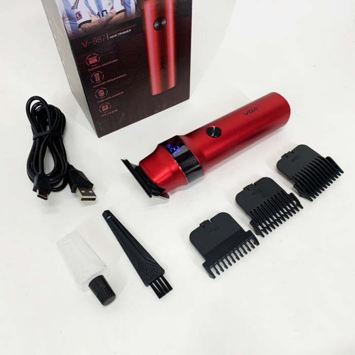 Машинка для стрижки волосся VGR V-987 RED, Бритва триммер для чоловіків