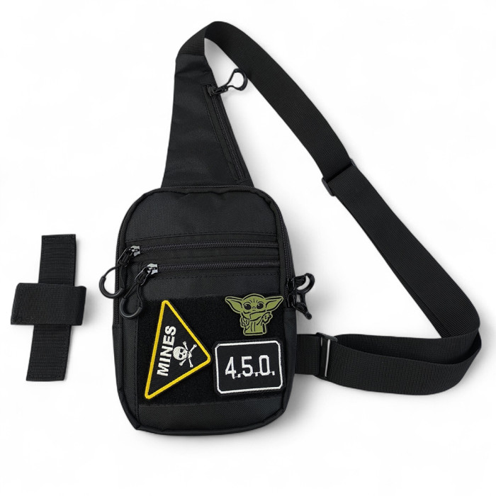 Тактична чоловіча сумка з кобурою Cordura 1000D – 6 кишень, чорна