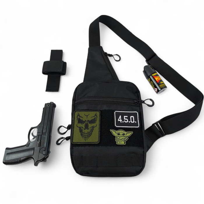 Тактична сумка на плече з кобурою, система MOLLE, патч-панель, Cordura