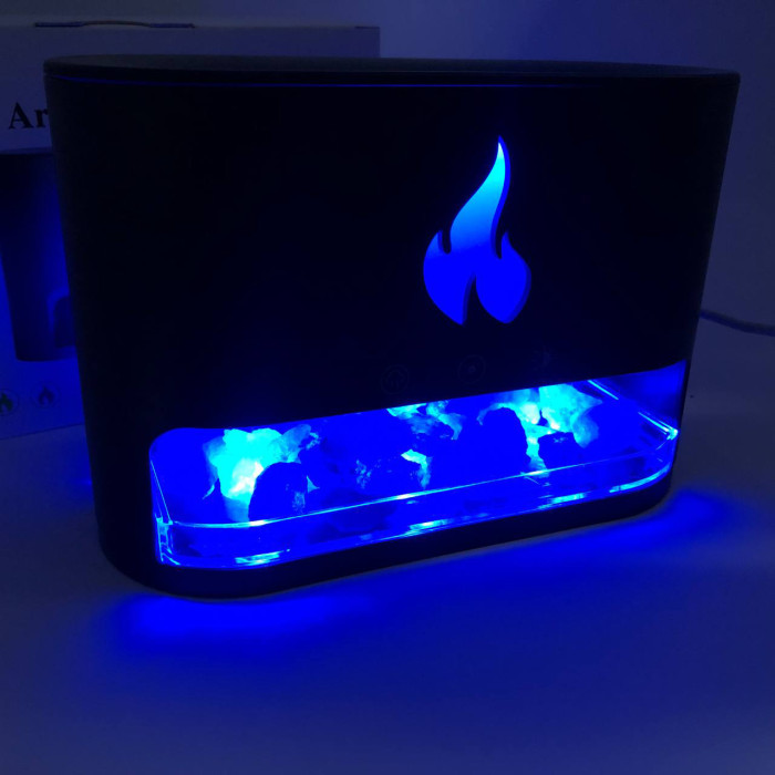 Лампа зволожувач повітря Docsal Flame 3 в 1 з соляним камінням, Портативний зволожувач повітря лампа
