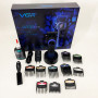 Професійна машинка для стрижки волосся VGR V-001 BLUE з дисплеєм 9000 об/хв та 10 насадками 1,5-24 мм